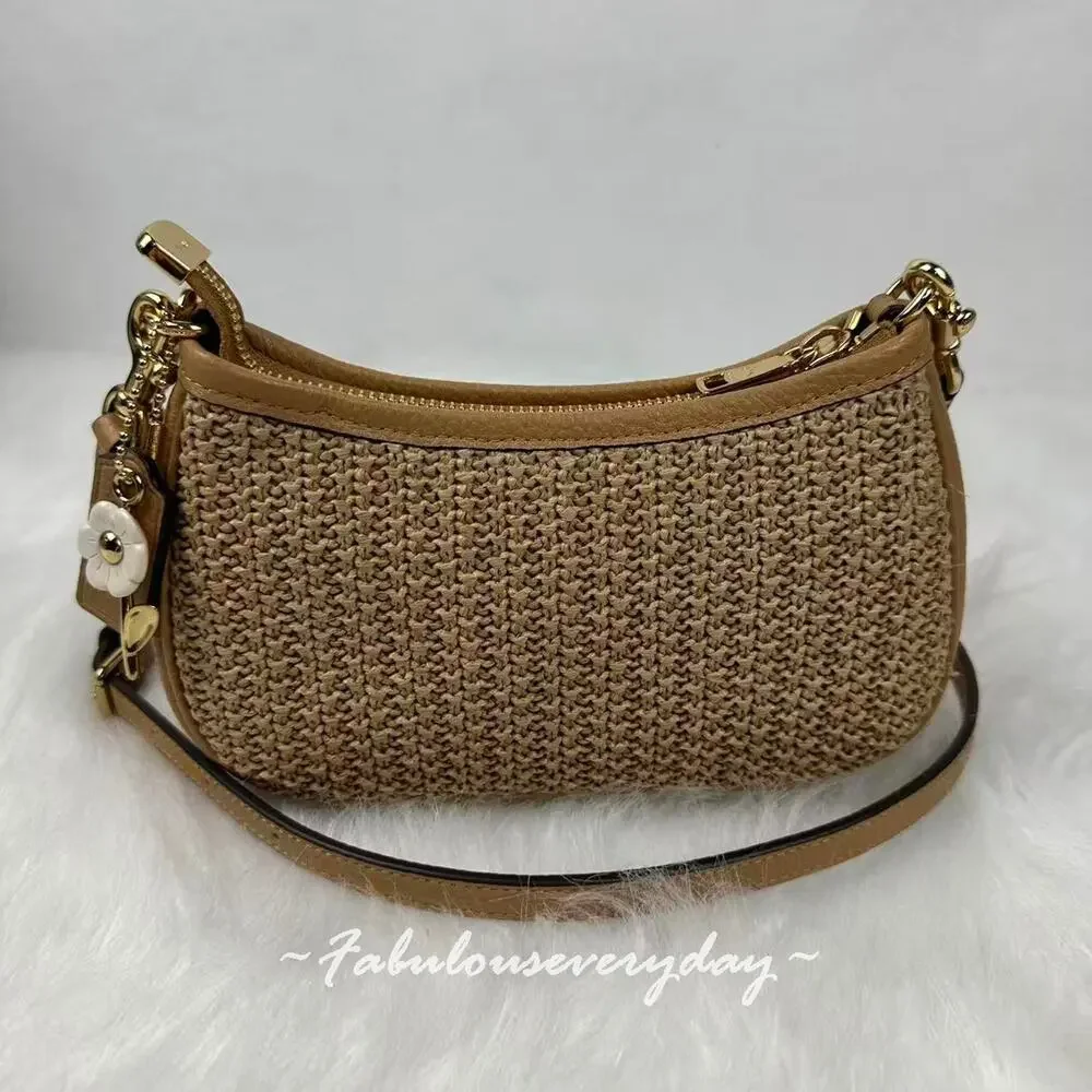 Coach Teri Mini Crossbody Bag Shoulder Bag Straw/Gold/Toast CDW66 NWT